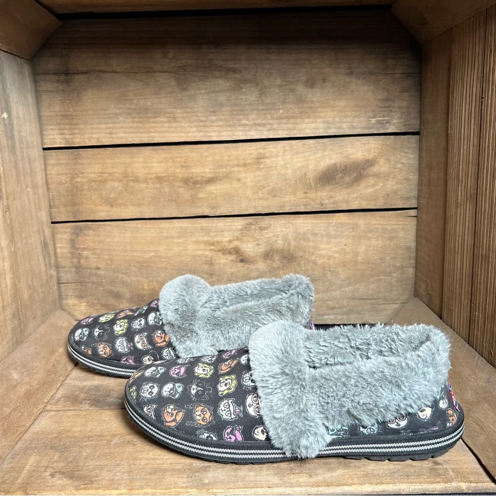 SOLD-Bobs By Skechers Cat Ag Blue Fur Lined Slipper Shoes Women’s Sz 7